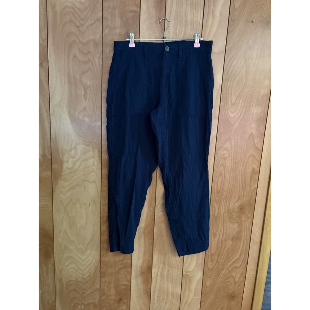 Old Navy Womens Navy Blue Cotton Gauze Utility Tapered Pants Size 6 High Rise